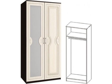 Шкаф Зара 2-х Створчатый МДФ со Штангой ЗШ-02 (1,0х2,02х0,5)/ Разные Цвета 