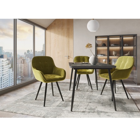 Комплект стульев Сильвер (2 шт), черный велюр желтый