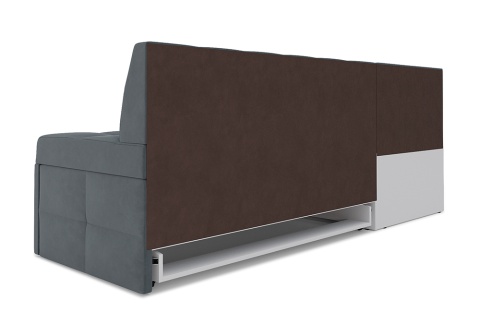 Кухонный угловой диван дельфин Атлантис велюр серо-синий