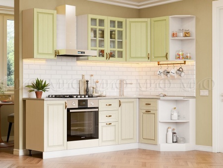 Кухонный Гарнитур Угловой Настенька NEW 2400 Х 1300 мм Фисташка/Трюфель
