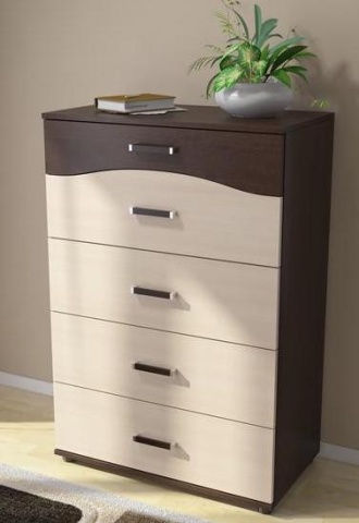 Комод Вега К-01 Венге/Дуб Молочный (Ш-750 × В-1120 × Г-417 мм)