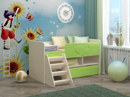 Кровать Юниор-3 МДФ 3 Д (Д-1430 х В-1100 х Г-800 мм/сп.место 1400 х  700 мм)Разные Цвета